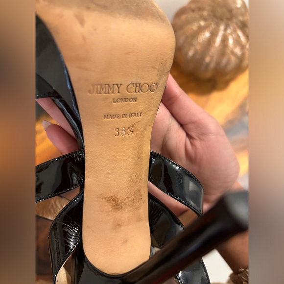 Jimmy Choo Blue Lamé Fabric And Glitter Leila Sandals Size 38 (US 7.5) - Picture 6 of 7